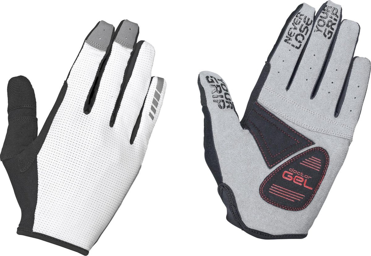 GripGrab Shark Padded Full Finger Handschoenen - Wit - Unisex - Maat M