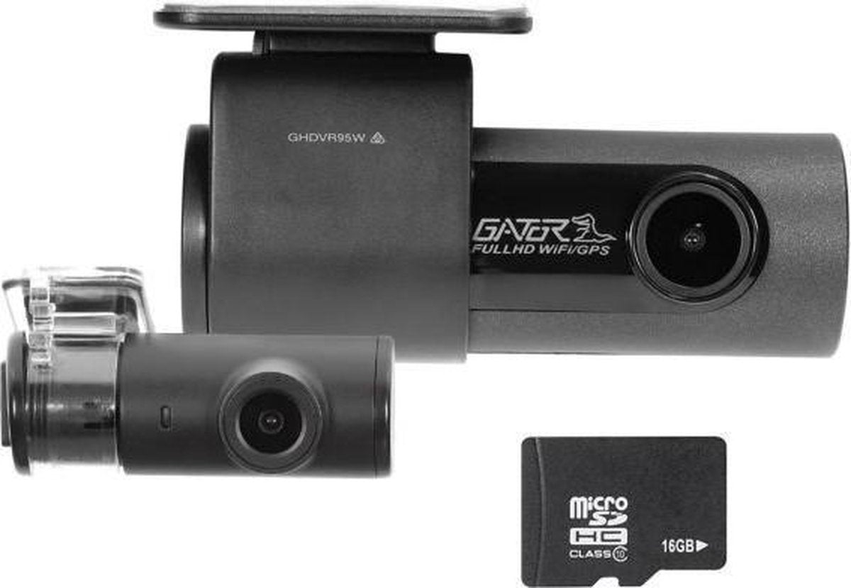 Gator dashcam set Front/Rear 1080p + 16GB micro SD
