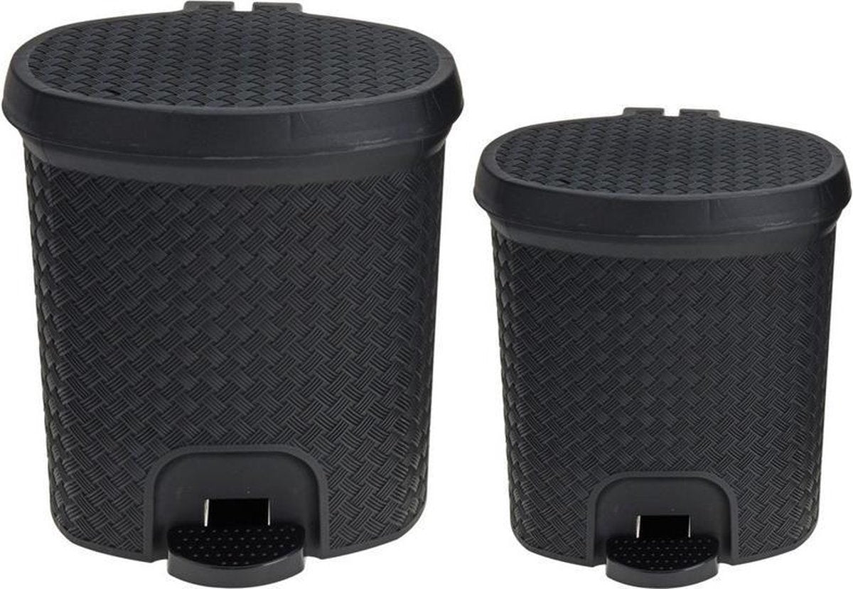 2x Zwarte pedaalemmers 6 en 13 liter - vuilnisbakjes - prullenbakjes