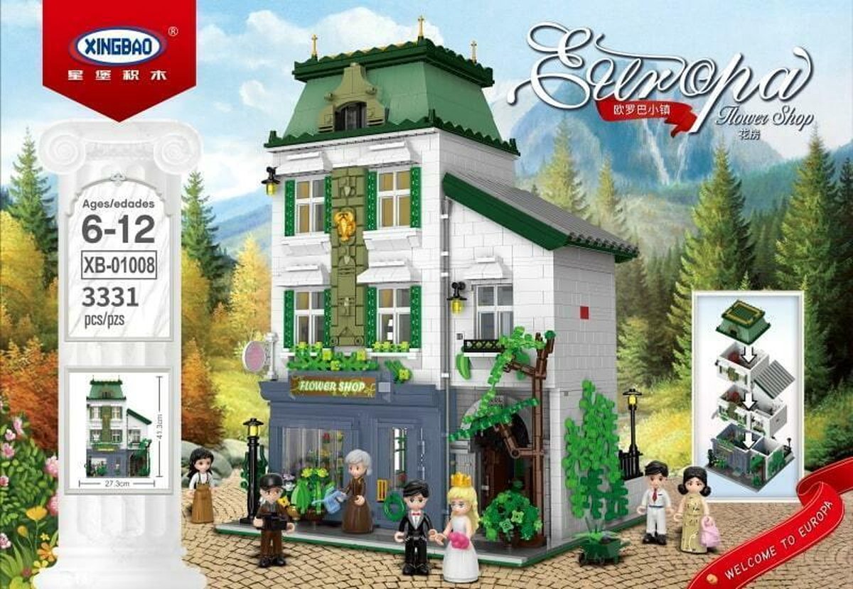 Xingbao XB-01008 Romantische Bloemenwinkel - 3331 bouwblokjes - Lego Compatibel - bouwdoos