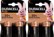 Set van 4x Duracell C Plus batterijen 1.5 V - alkaline - LR14 MN1400 - Batterijen pack