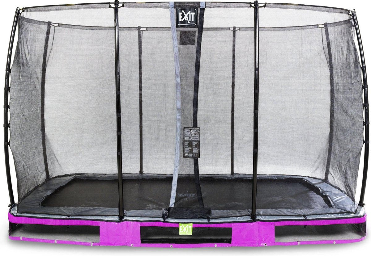 Trampoline EXIT Elegant inground - 244x427cm met Economy veiligheidsnet - paars