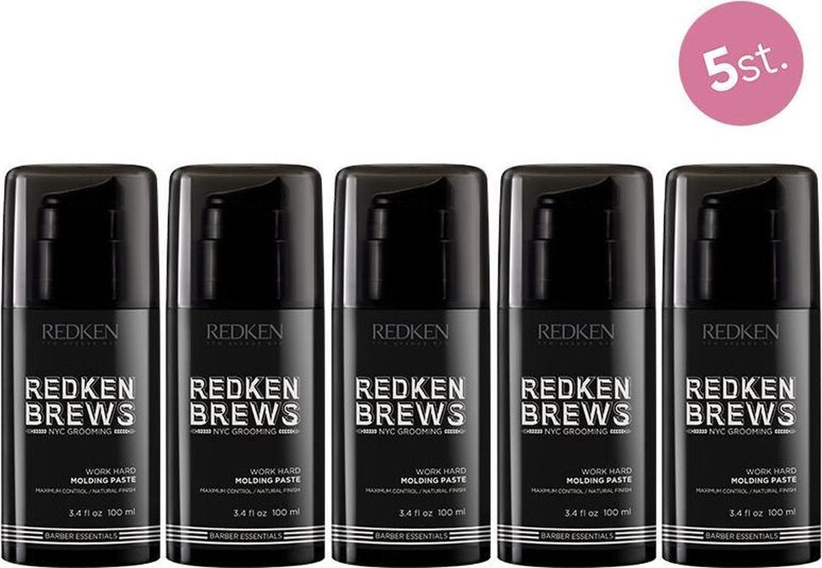 5X Redken Brews Work Hard Molding Paste 100ml