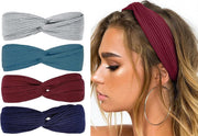 LIXINN®Set van 4 stuks - Gebreide dames haarbanden - Kleur 4  - Knoop cross knitted haarbanden - Dames - Haarband volwassenen - Elastisch antislip - Vrouwen - Meisjes - Yoga - Haaraccessoires