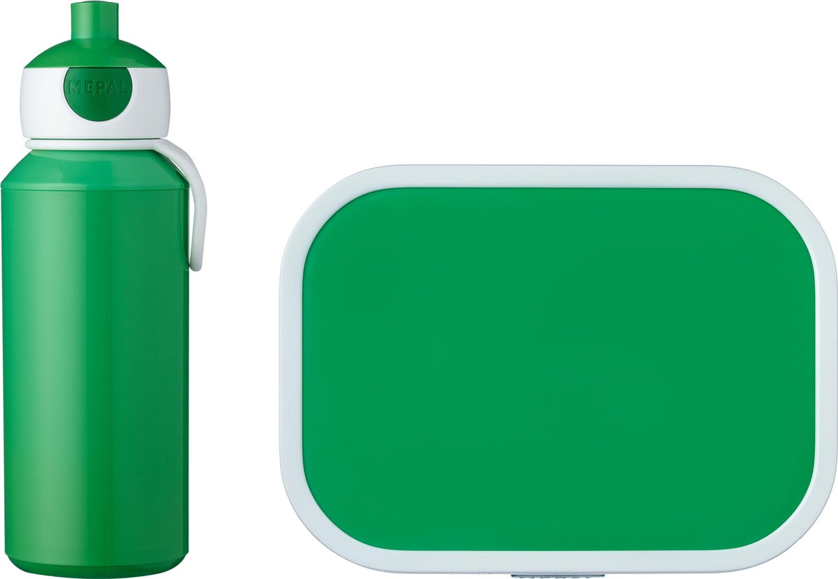 Mepal – Lunchset campus (pu + lb) – pop-up drinkfles en broodtrommel voor kinderen – groen – bento box – lekvrij