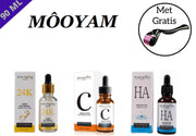 MÔOYAM Serum Pakket - Vitamine C Serum - Hydrating Serum - 24K Gold Serum - Facial serum - Gezichtsserum - Anti Rimple - Huid Herstellend - Anti Aging - 90ML - Met Gratis Masker Samples & Derma Roller