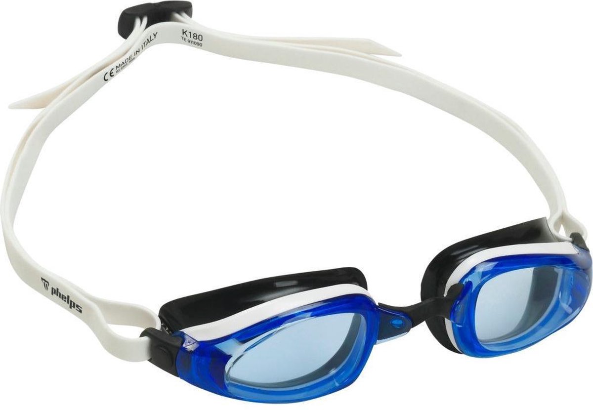 Phelps K180 - Zwembril - Volwassenen - Blue Lens - Wit/Zwart