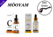 MÔOYAM Serum Pakket - Vitamine C Serum En 24K Gold Serum - Facial serum - Gezichtsserum - Anti Rimple - Huid Herstellend - Anti Aging - 60ML - Met Gratis Masker Samples & Derma Roller