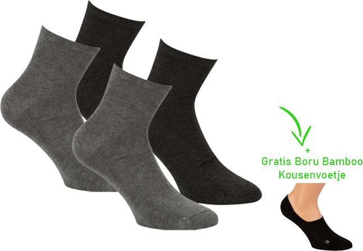 Boru Bamboo Biker sokken Grijs maat 40/46
