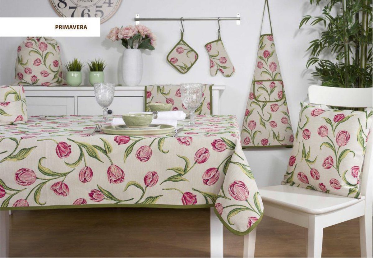 Tafelloper - luxe gobelinstof - Tulpen - Loper 100 cm