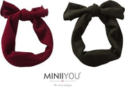 Set van 2 | zwart & rood | Gebreide meisjes baby - peuter haarbandjes met strik (3-18 mnd)