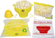 SilcoPoP 4in1 Popcorn Maker Bundle Geel - Siliconen Popcorn Popper Simpel & Opvouwbaar - Paar Hittebestendige Ovenwanten - Herbuikbare Luchtdichte Ziplock Opslag Tas - Milieuvriendelijk Verpakt - Met Gratis Recepten E Book in 3 Talen & VolumeKorting