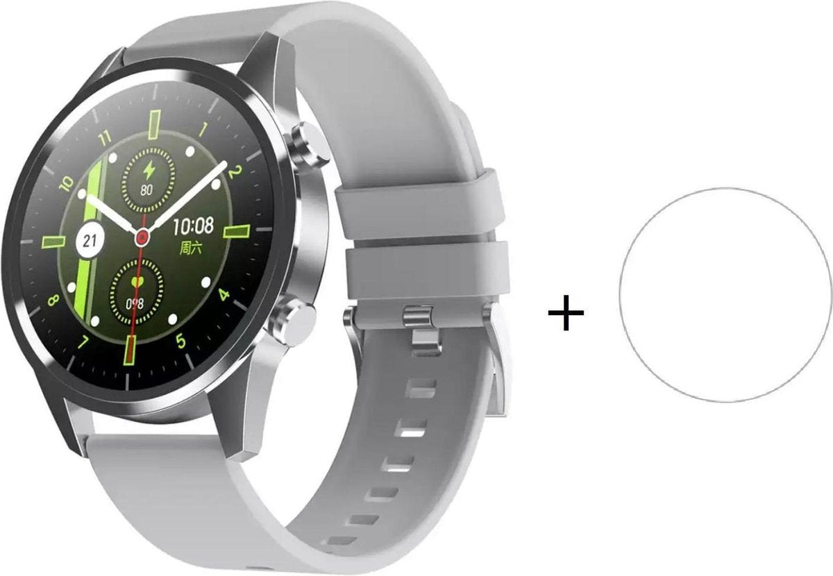 Royal Supplies FK-35 -Stappenteller- Stappenteller horloge dames-Smartwatch Dames-Smartwatch-Sport horloge -Smartwatch Heren-Smartwatch Kinderen-Bloeddrukmeter-Hartslagmeter -Afstandmeter -Calorieënteller -Screenprotector-Zuurstofmeter-Grijs