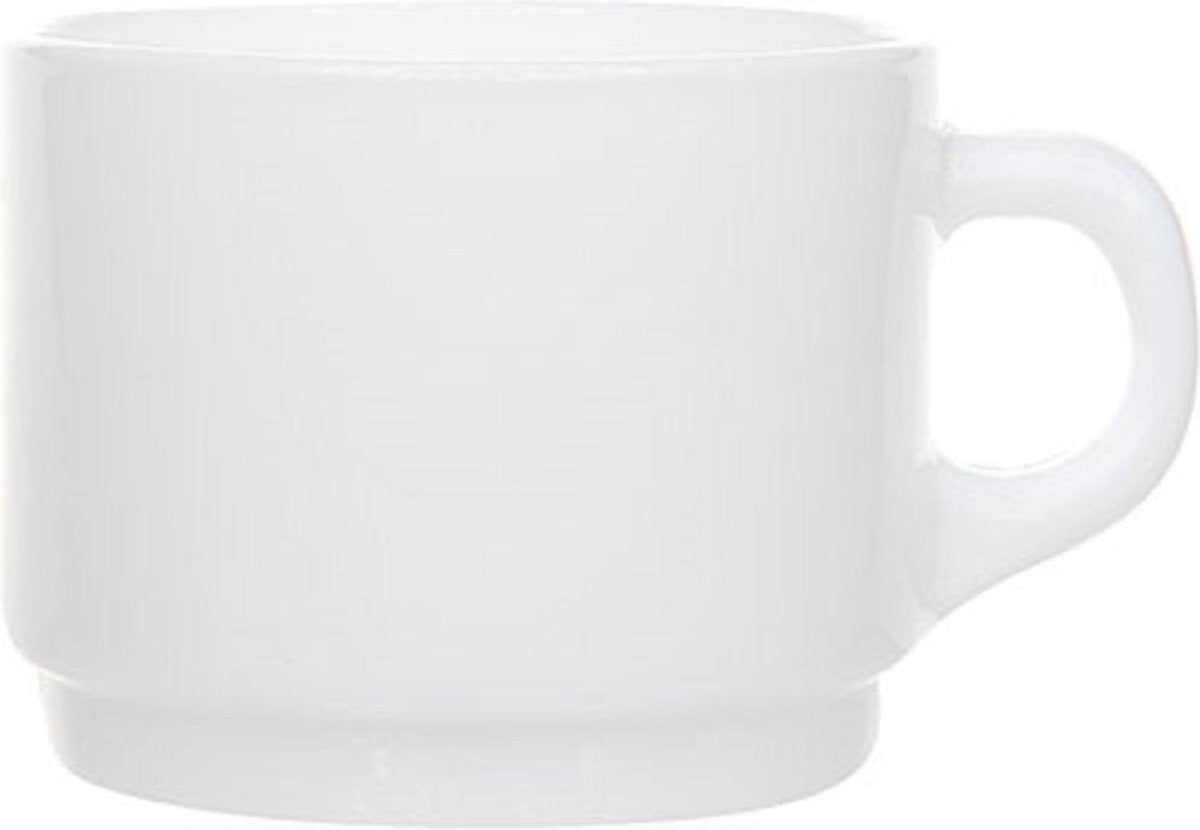 Arcoroc Empilable Servies - Koffiekopjes - 28cl - Wit - Opaal - (Set van 6) En Yourkitchen E-kookboek - Heerlijke Smulrecepten