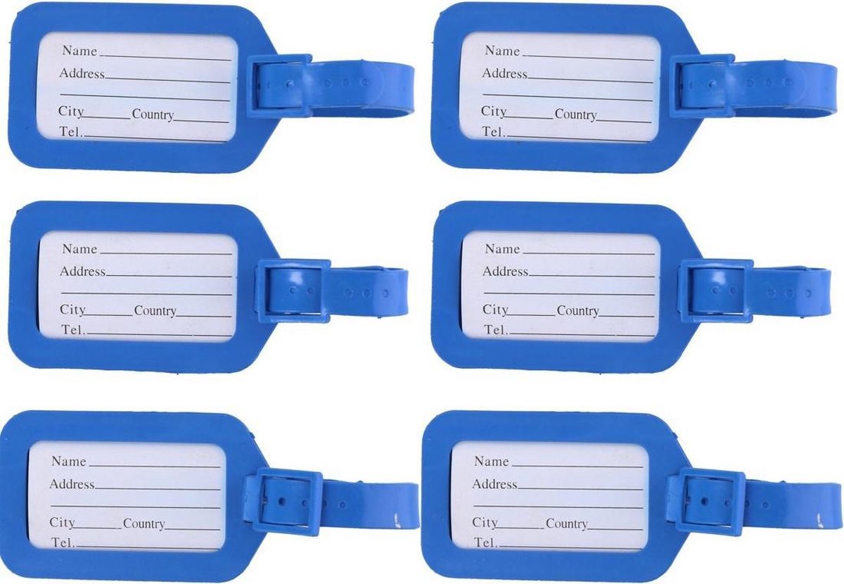 Bagagelabel - Kofferlabel - Kofferlabels - 6 stuks - Kunststof - Blauw