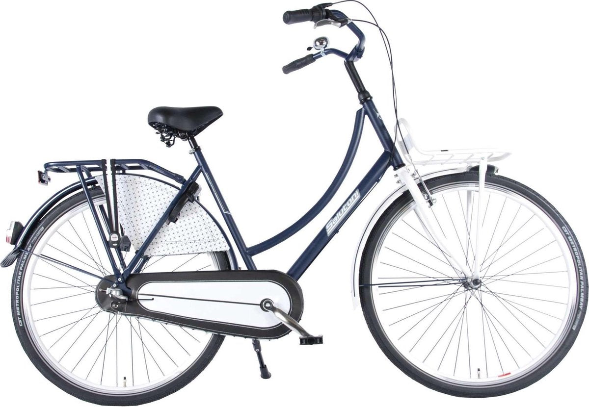 SALUTONI Urban transport fiets Glamour - Unisex - 28 inch - 50 cm - Blauw/Wit - Shimano Nexus 3 versnellingen - 95% afgemonteerd