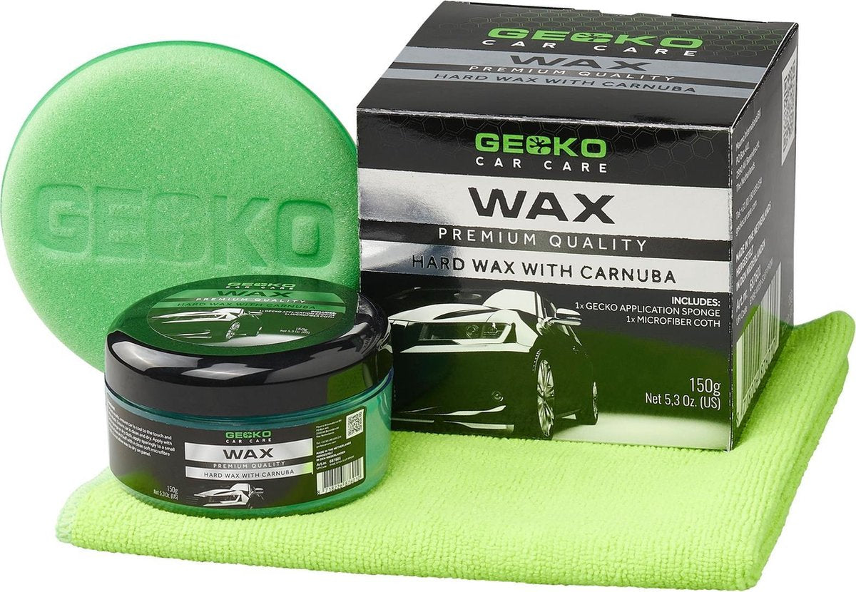 Gecko Harde wax 150 ml met microvezeldoek en spons