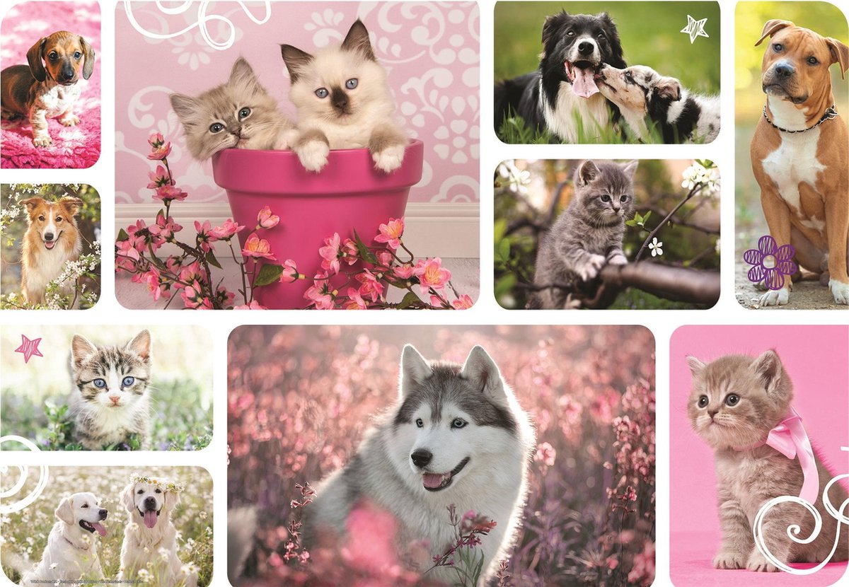 W&o Placemat Meisjes 65 X 45 Cm Roze/groen/wit Maat Xl