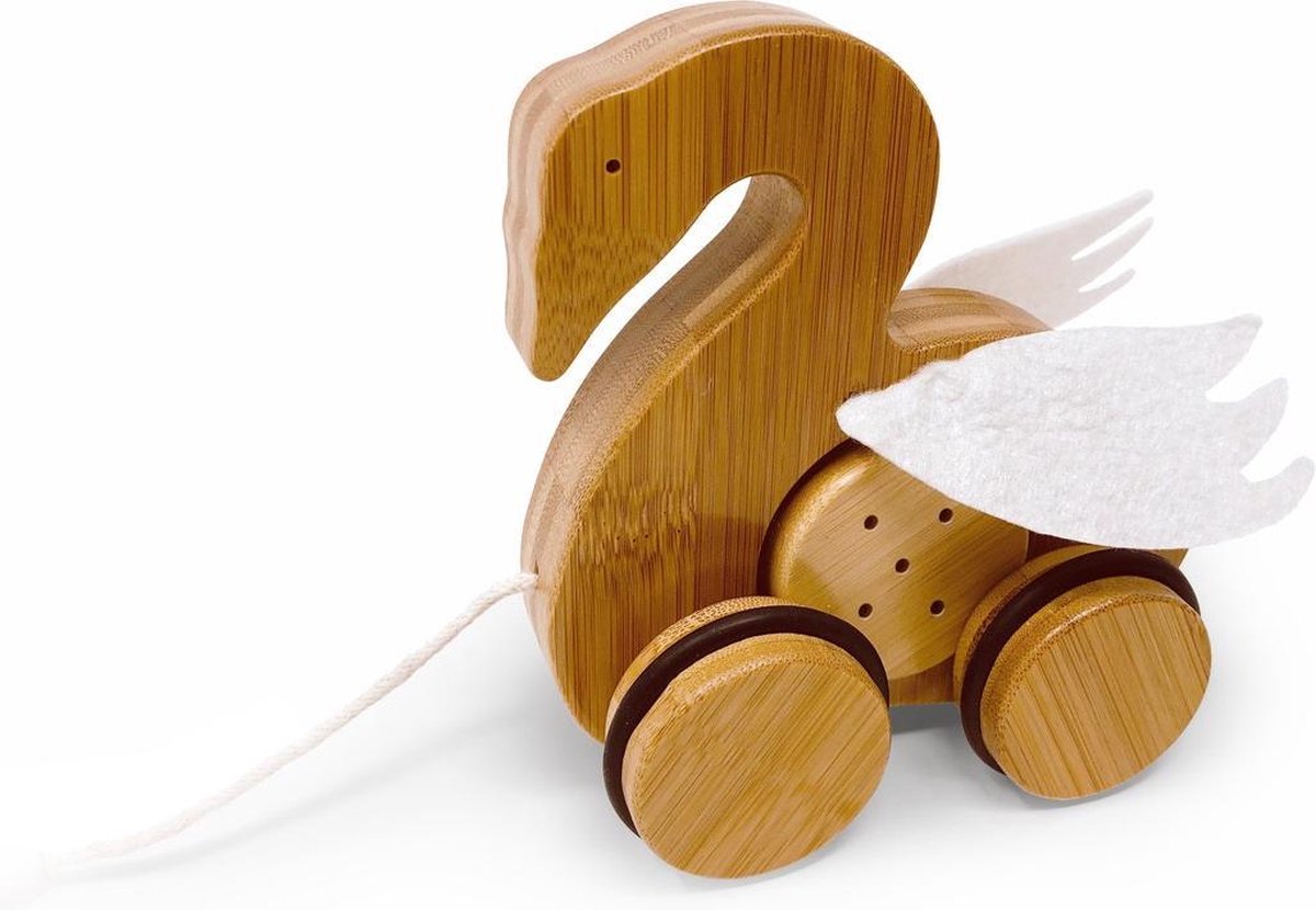 Kinderfeets - Houten Trekfiguur - Bamboo - Zwaan