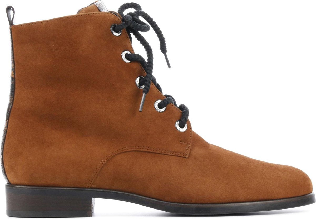 Hassia Vrouwen Suède  Enkellaarsjes / Laarzen / Damesschoenen 306242 - Cognac - maat 40.5