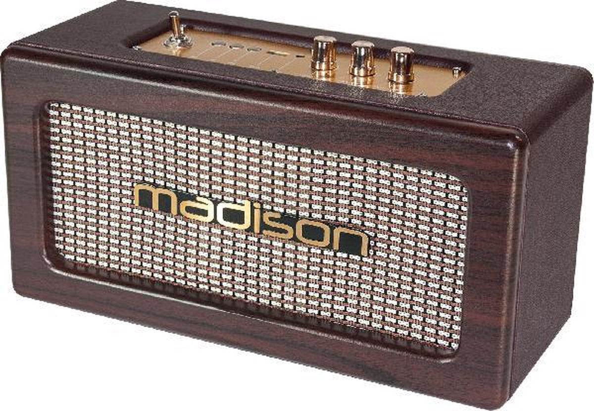 Madison FREESOUND-VINTAGE-WD  Oplaadbare VINTAGE luidsprekerbox met USB & Bluetooth 2 X10W