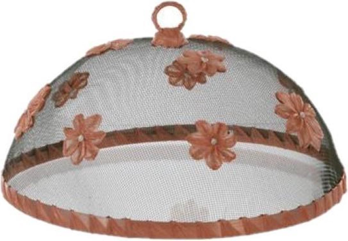 Set van 4x stuks vliegenkappen/voedselkappen roze met bloemen 30 cm