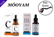 MÔOYAM Serum Pakket - Vitamine C Serum En Hydrating Serum - Vitamine E - Hyaluronic acid - Facial serum - Gezichtsserum - Anti Rimple - Huid Herstellend - Anti Aging - 60ML - Met Gratis Masker Samples & Derma Roller