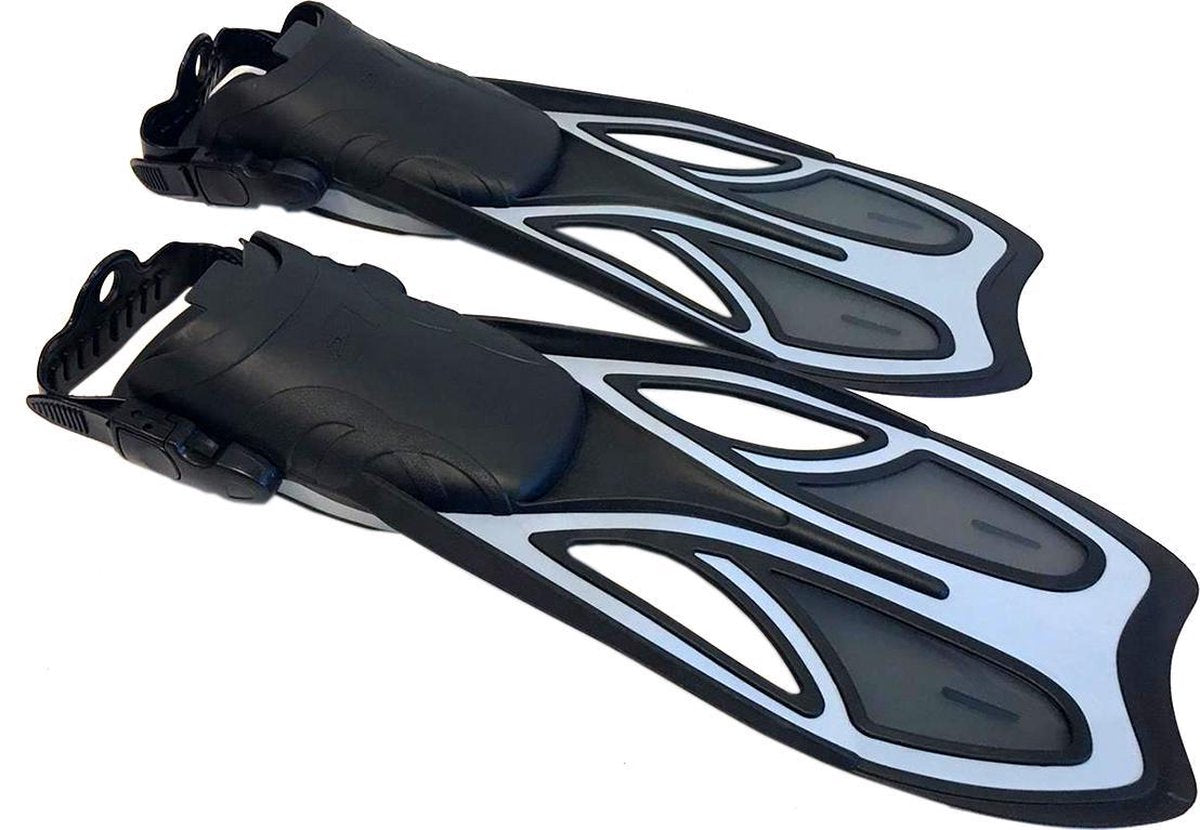 RoyalBeach Duikvinnen - Open hiel - Flippers - Zwemvliezen - Zwemvinnen - Zwart - Grijs - L/XL