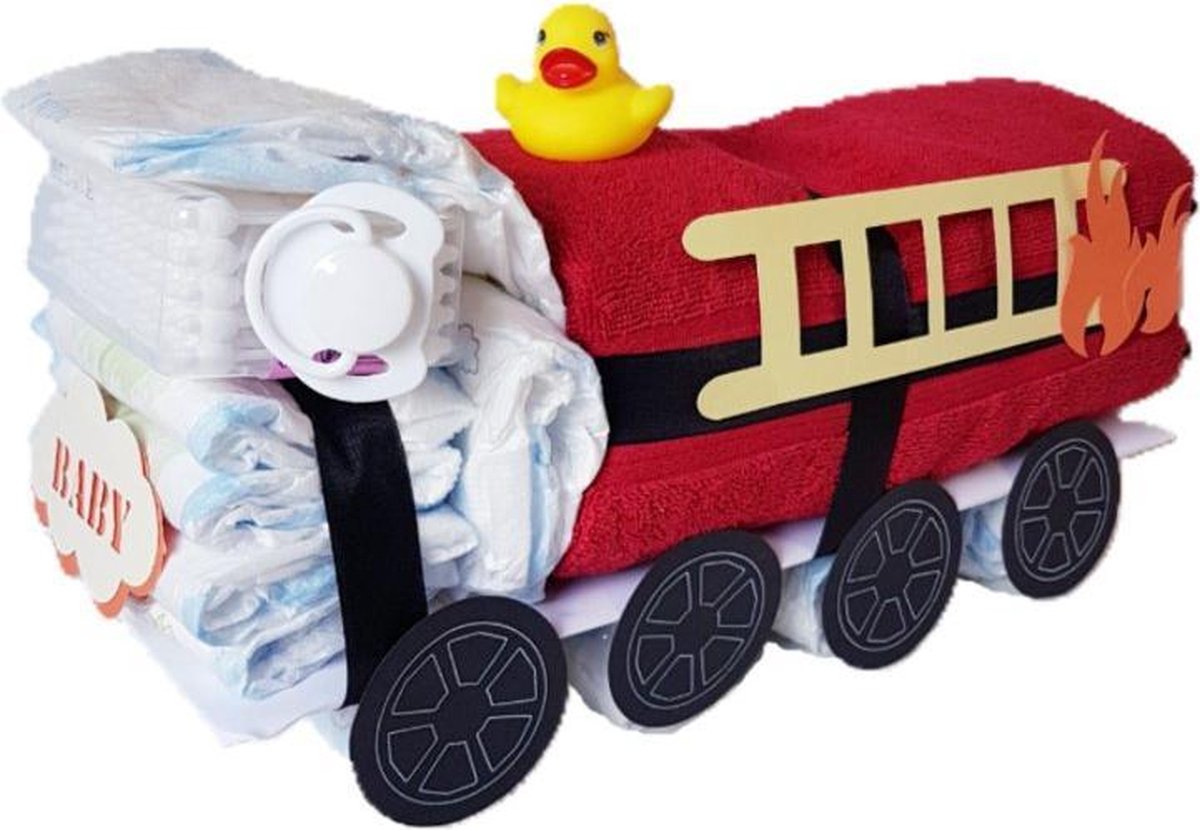 Luiertaart Brandweerauto | Kraamcadeau | Kraampakket | Baby Cadeau