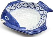 Vis Schaal - Vis Bord - Visschaal - Presenteerschaal wit blauw - Thais servies - Pineapple patroon  - Ananaspatroon 20 cm