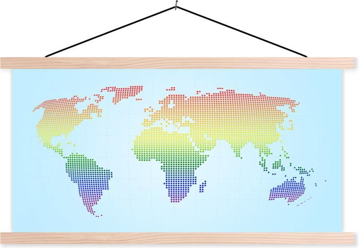 Moderne wereldkaart LGBTQ textielposter latten blank