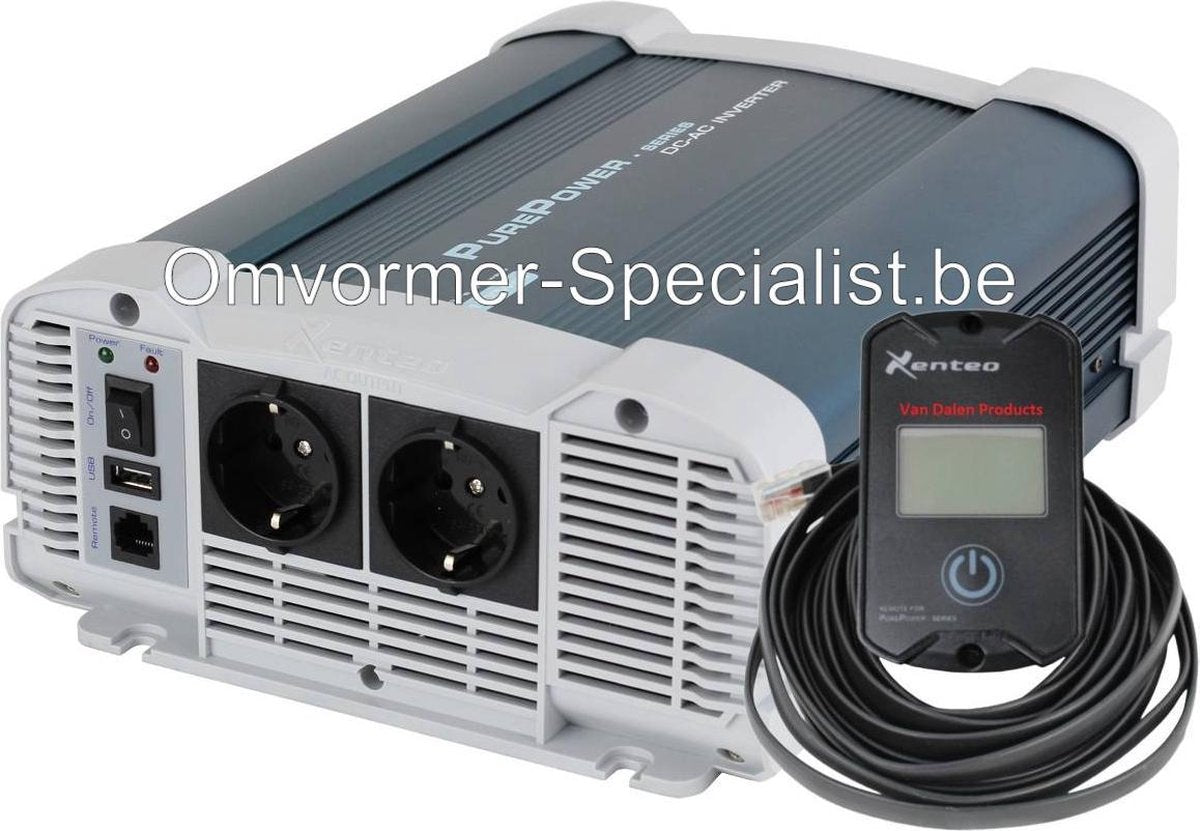 Omvormer Zuivere Sinus 1500W - 24V mét Afstandsbediening