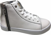 Diesel vetersneakers 2 ritsen zip round wit silv mt 33