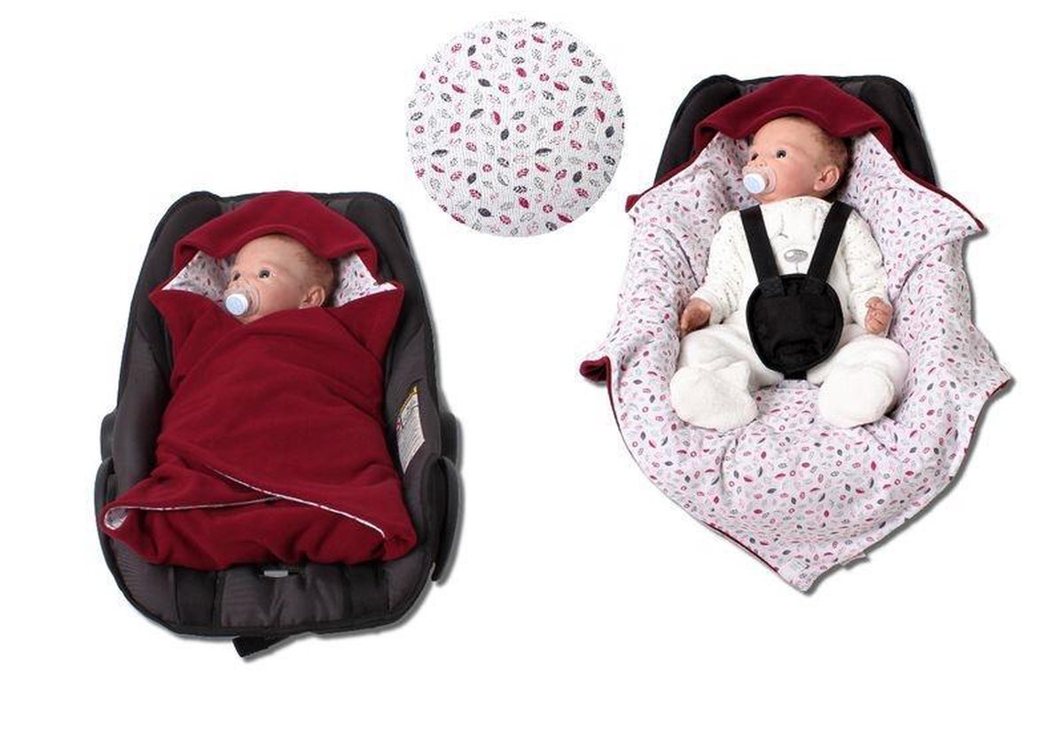 Hobea Wikkeldeken Bordeaux rood met blaadjes