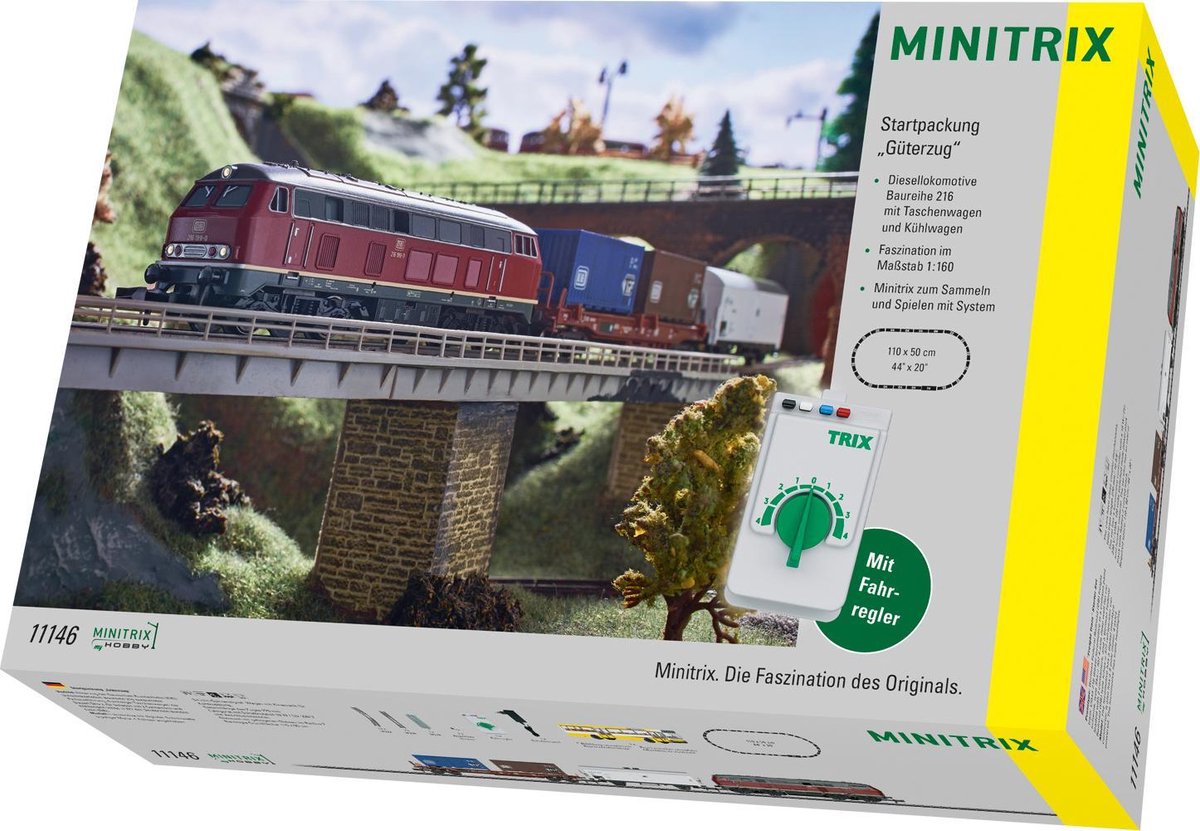 Minitrix 11146 N Startset goederentrein met DB dieselloc