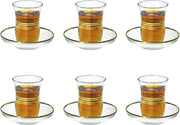 Paşabahçe - Theeglas met onderzetter - set van 6 Turkse theeglazen met schoteltjes