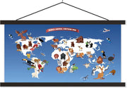Wereldkaart Kinderen - Dieren - Aarde - 60x40 cm - Schoolplaat