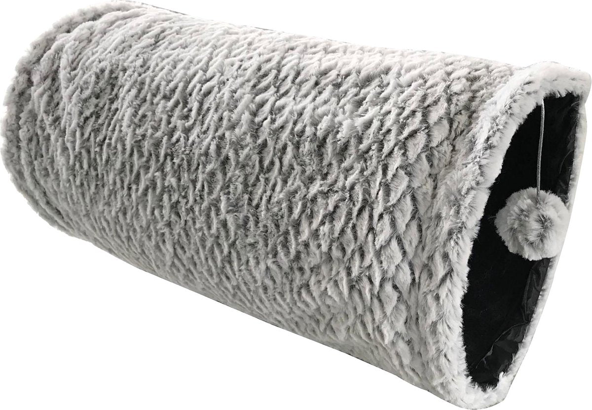 Tunnel kat pluche ritsel grijs 50cm