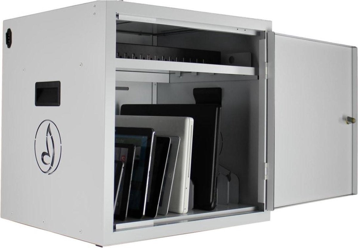 Bravour BRVDC12 USB-C Oplaadkast voor 12 mobiele apparaten tot en met 17 inch - Wit