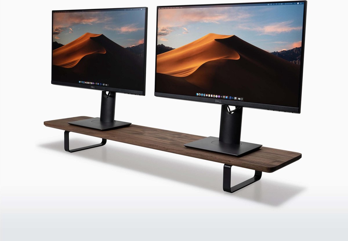 Oakywood Dual Monitor Standaard – Beeldschermverhoger – Walnoot