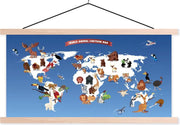 Wereldkaart Kinderen - Dieren - Aarde - 150x100 cm - Schoolplaat