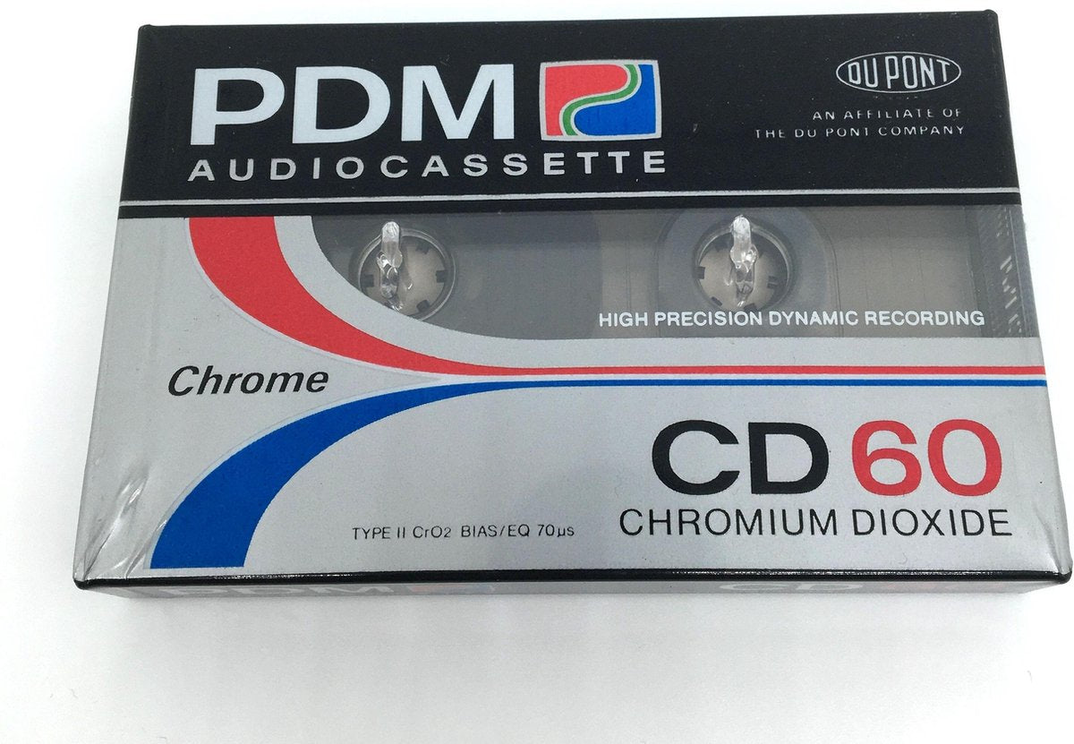 Audio Cassettebandje PDM Chromium dioxide CD-60 Type II / jaar 1987-89 /  Uiterst geschikt voor alle opnamedoeleinden / Sealed Blanco Cassettebandje / Cassettedeck / Walkman / PDM cassettebandje.