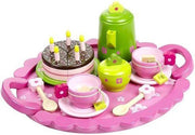Houten thee servies met taart