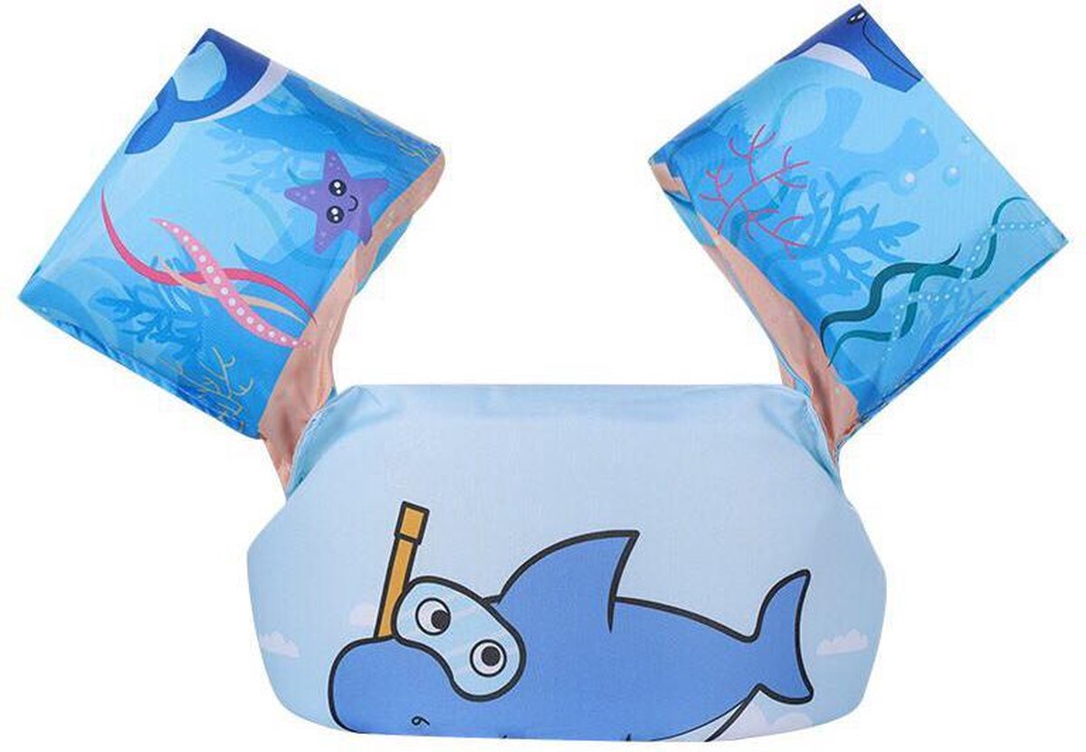 OhmyGoods Puddle Jumper - Blauw - Shark - Haai - Zwemvest - 4 tot 7 jaar - 15 KG tot 25 KG - Zwembandjes - Drijfvest - Reddingsvest - voor in het Zwembad