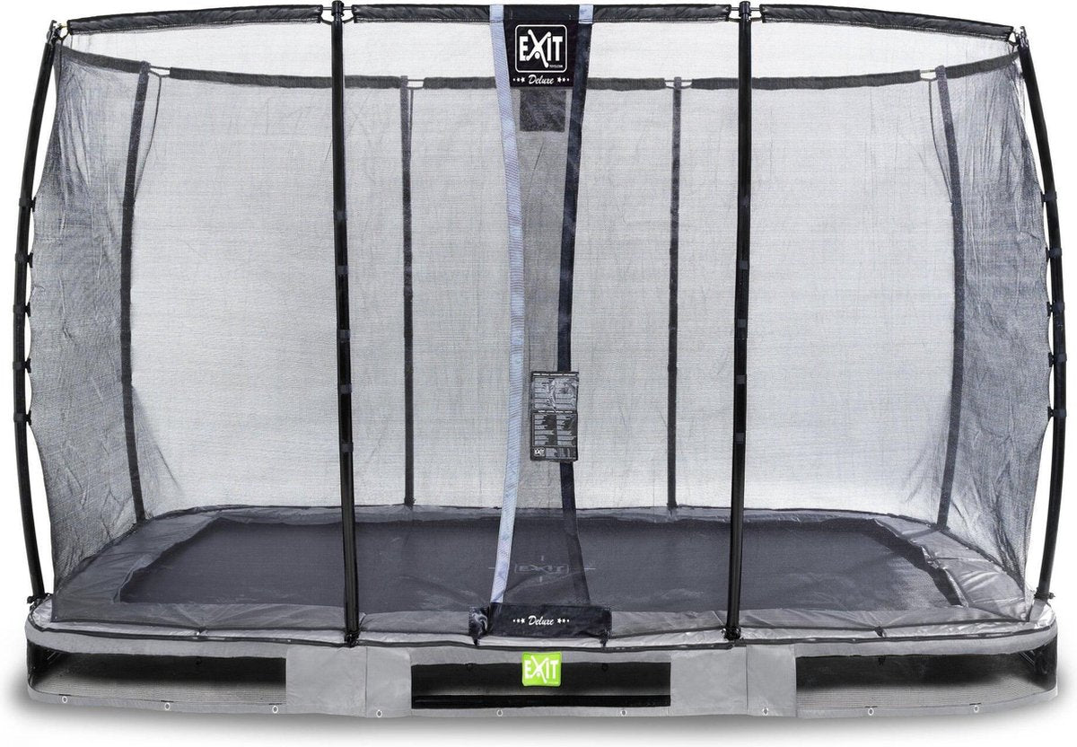 Trampoline EXIT Elegant Premium inground - 244x427cm met Deluxe veiligheidsnet - grijs