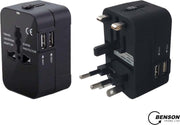 REISADAPTER INTERNATIONAAL MET 2 USB POORTEN