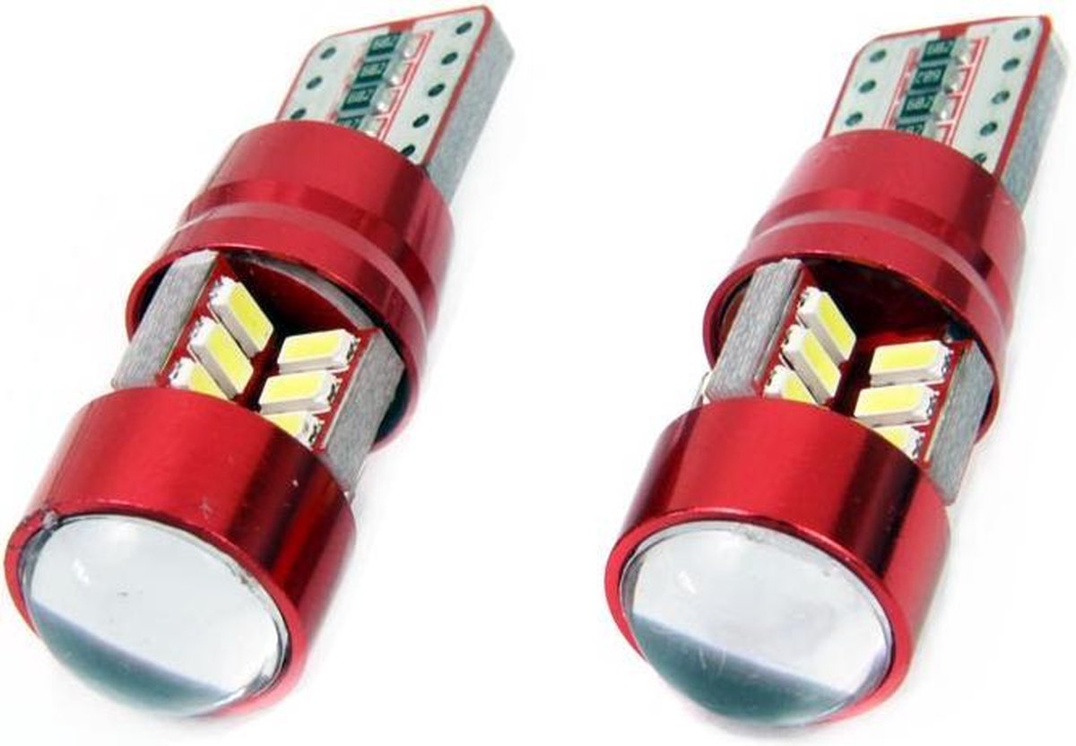T10 - 3014 - 27 SMD - CANBUS - 2 stuks - met lens
