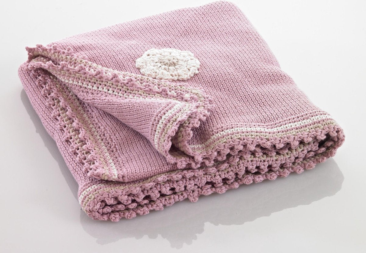 Pebble - Wiegdeken Organic 80 x 105 cm - Roze Bloem
