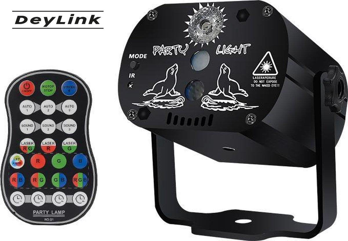 PartyLaser - Stroboscoop - Projector Groen Rood LED - Sterrenhemel - Op Geluid - Discolaser