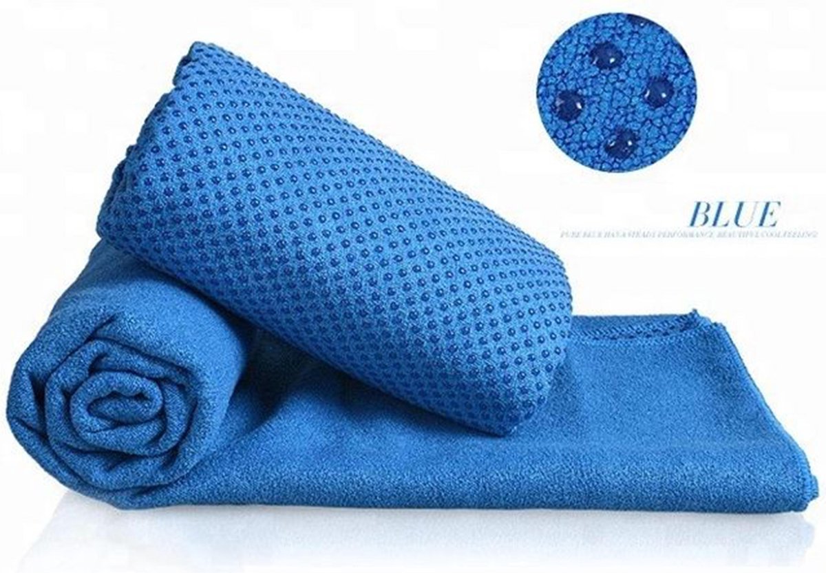 Discountershop - Yoga handdoek Blauw 183 x 61 cm met Antislip